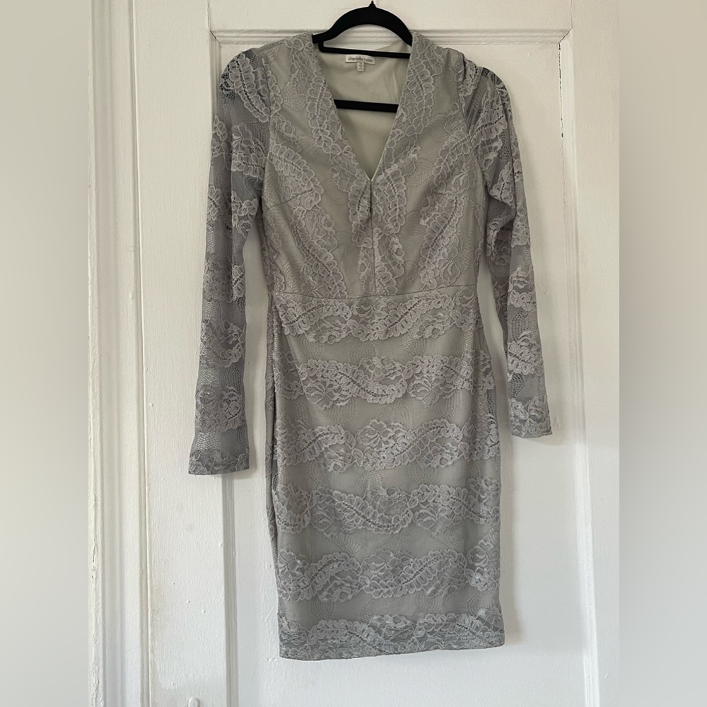 NWOT Charlotte Russe gray lace dress